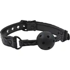  Чёрный кляп-шар на виниловых ремешках Sinful Ball Gag 