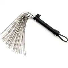  Серебристая многохвостая плетка Satin Flogger 37,5 см 
