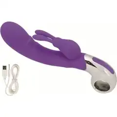  Фиолетовый вибратор Embrace Bunny Wand 21 см 