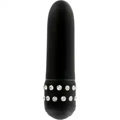  Чёрный вибратор Diamond Black Petit с кристаллами 11,5 см 
