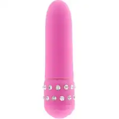  Розовый вибратор Diamond Pink Petit с кристаллами 11 см 