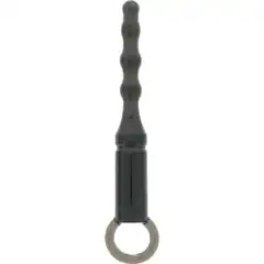 Черная анальная пробка ANAL BEADS WITH LOOP 12,3 см 