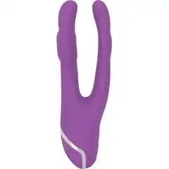 Фиолетовый вибромассажер с двумя отростками Sweet Smile Double Vibrator 18,7 см 