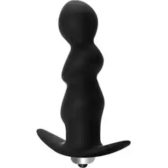  Чёрная фигурная анальная вибропробка Spiral Anal Plug 12 см 