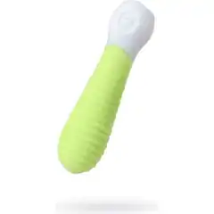 Лаймовый мини-вибратор S-HANDE MINI 2 с ребрами 11,8 см 