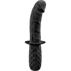  Черный изогнутый анальный фаллоимитатор BUTT PLUNGER с ручкой-ограничителем 