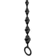  Черная анальная цепочка TWISTED BEADS 23 см 