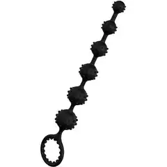  Черная анальная цепочка с шишечками RINGED BEADS 23 см 