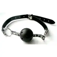  Чёрный кляп-шарик Ball Gag на ремешках с леопардовым принтом 