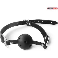  Черный пластиковый кляп-шарик Ball Gag 
