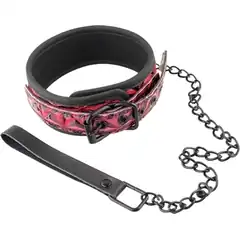  Розово-чёрный ошейник с поводком Collar With Leash 