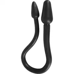  Черный двусторонний анальный плаг с гибким соединением Double Plug 
