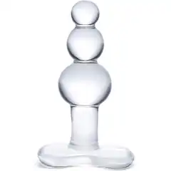  Прозрачная анальная пробка-елочка с 3 шариками Butt Plug with Tapere Base 11 см 