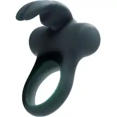  Чёрное эрекционное перезаряжаемое виброкольцо VeDO Frisky Bunny 