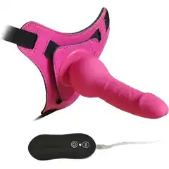  Розовый страпон 10 Mode Vibrations 6.3 Harness Silicone Dildo 15,5 см 