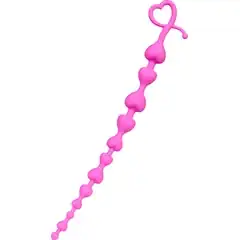  Розовая силиконовая анальная цепочка Long Sweety 34 см 