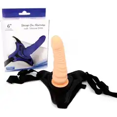  Телесный поясной страпон Strap On Harness with Silicon Dildo 14 см 