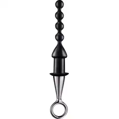  Чёрный анальный плаг-елочка ANAL BEAD WITH PLATED HANDLE 