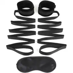  Чёрные манжеты для фиксации на кровати Bondage Bed Strap 