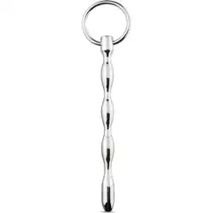  Серебристый уретральный стимулятор Sinner Solid Metal Dilator With Ring 15,5 см 
