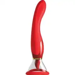  Красный двухсторонний вибростимулятор Ultimate Pleasure 24K Gold Luxury Edition 25 см 