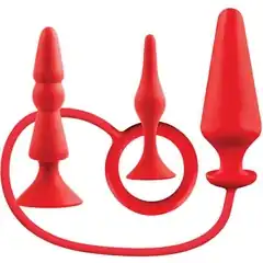  Набор из 3 красных анальных втулок BACK UP SILICONE ANAL KIT 