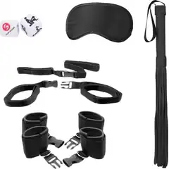  Черный игровой набор БДСМ Bed Post Bindings Restraing Kit 