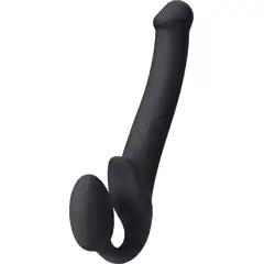  Черный безремневой страпон Silicone Bendable Strap-On size M 