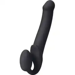  Черный безремневой страпон Silicone Bendable Strap-On L 