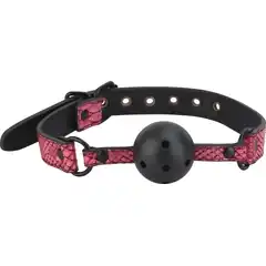  Черно-розовый кляп-шарик с отверстиями BALL GAG 