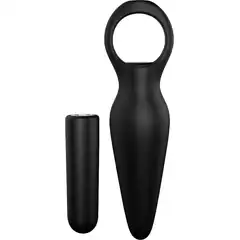  Черная анальная вибровтулка TAPERED PLUG 10 см 