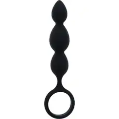  Черная анальная пробка-елочка SILICONE ANAL BEAD 16,5 см 