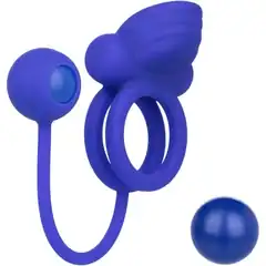  Фиолетовое эрекционное кольцо с утяжелителем Silicone Rechargeable Dual Rockin Rim Enhancer 