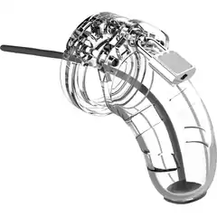  Прозрачный мужской пояс верности со стимулятором уретры Cock Cage Model 15 Chastity 3.5 