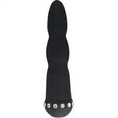  Черный вибратор WAVY WAND со стразами 14 см 