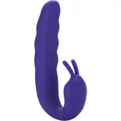  Фиолетовый вибратор Ribbed Dual Stimulator with Rolling Ball 17 см 
