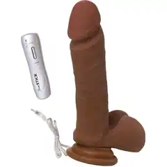  Коричневый вибратор-ротатор Realstick Elite Mulatto на присоске 21 см 