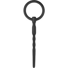  Черный уретральный плаг Silicone Penis Plug With Pull Ring 13,5 см 