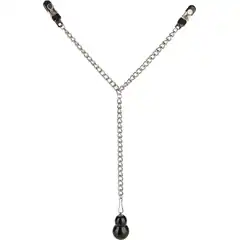  Зажимы для сосков с серебристой цепочкой и утяжелителем Weighted Dual Tier Nipple Clamps 