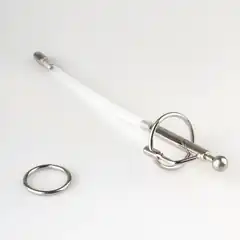  Серебристый фигурный уретральный стимулятор со съемным колечком 