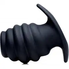  Средняя черная анальная пробка Hive Ass Tunnel Silicone Ribbed Hollow Anal Plug Medium 8,13 см 
