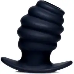  Малая черная анальная пробка Hive Ass Tunnel Silicone Ribbed Hollow Anal Plug Small 6,86 см 