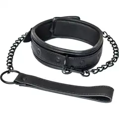  Черный ошейник с поводком Kinky 