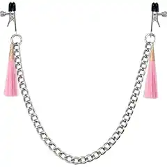  Зажимы на соски с розовыми кистями Tassel Nipple Clamp With Chain 
