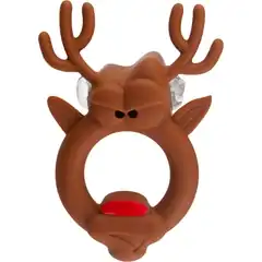  Коричневое эрекционное виброкольцо The Red Nosed с рожками 