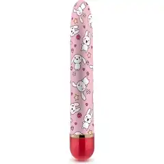  Яркий вибромассажёр с принтом Sweet Bunny 17,8 см 