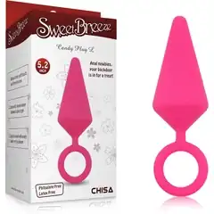  Розовая анальная пробка с кольцом Candy Plug L 13,2 см 