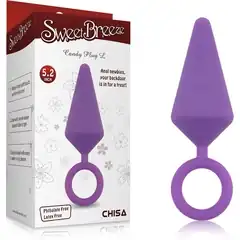  Фиолетовая анальная пробка с кольцом Candy Plug L 13,2 см 
