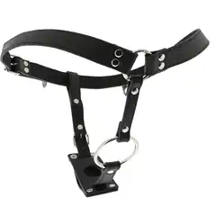  Черные трусики для крепления фаллоимитатора STRING WITH PENIS RING 