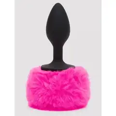  Черная анальная пробка с розовым хвостом Small Bunny Tail Butt Plug 